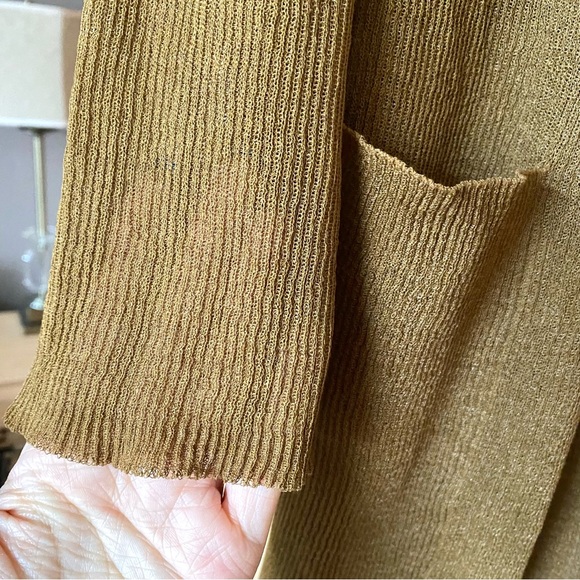 Zara metallic thread knit long cardigan sweater golden tan - Picture 4 of 6